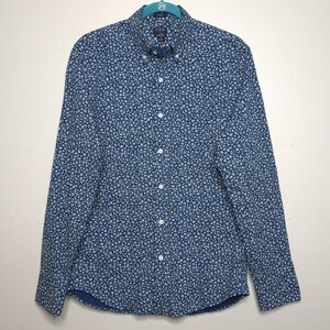 ​NWT J.Creq Mens Slim Flex Washed Button Down Shirt Medium Blue Floral Ditsy